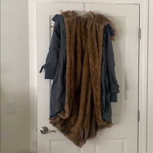 Long faux fur anorak winter jacket